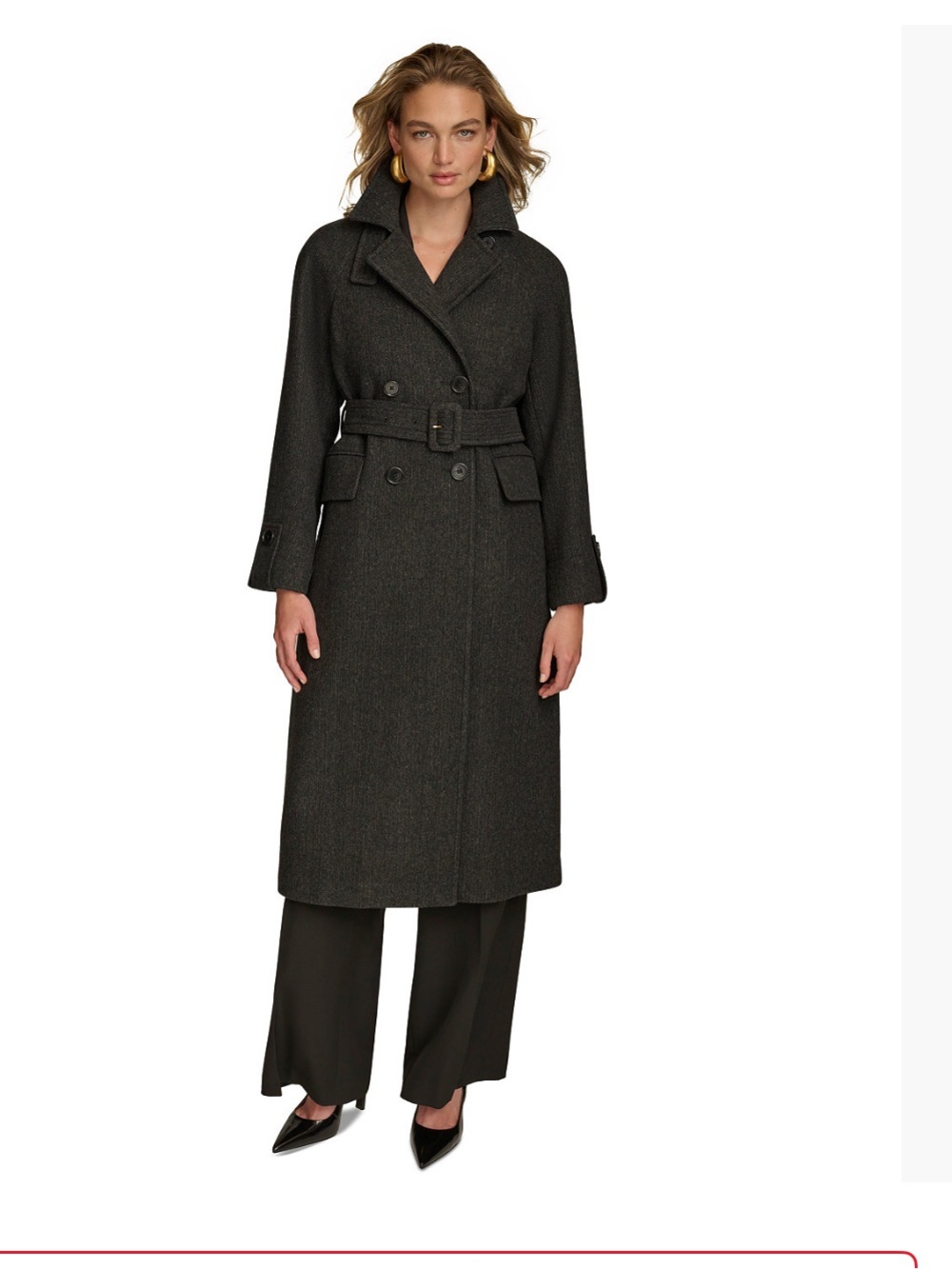 Donna Karan New York Women's Double-Breasted Belted Wrap Coat XL